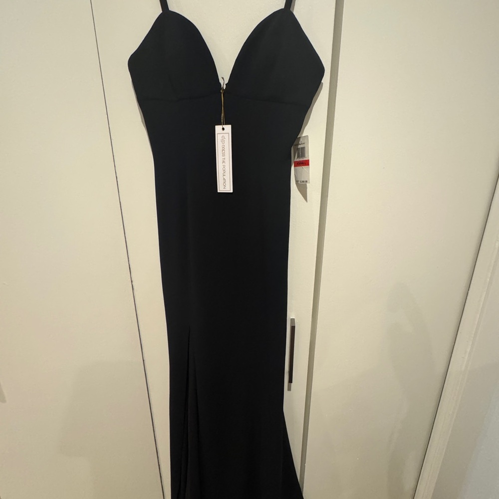 NWT Dress the Population Black Alejandra Plunge Gown XS - Picture 4 of 6